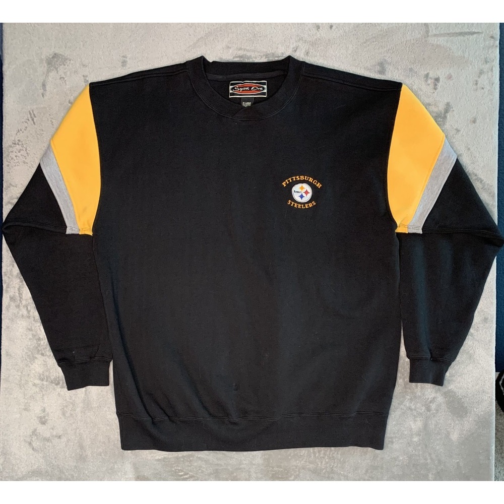 Vintage Pittsburgh Steelers Sweatshirt Mens XL Black NFL Football Crewneck